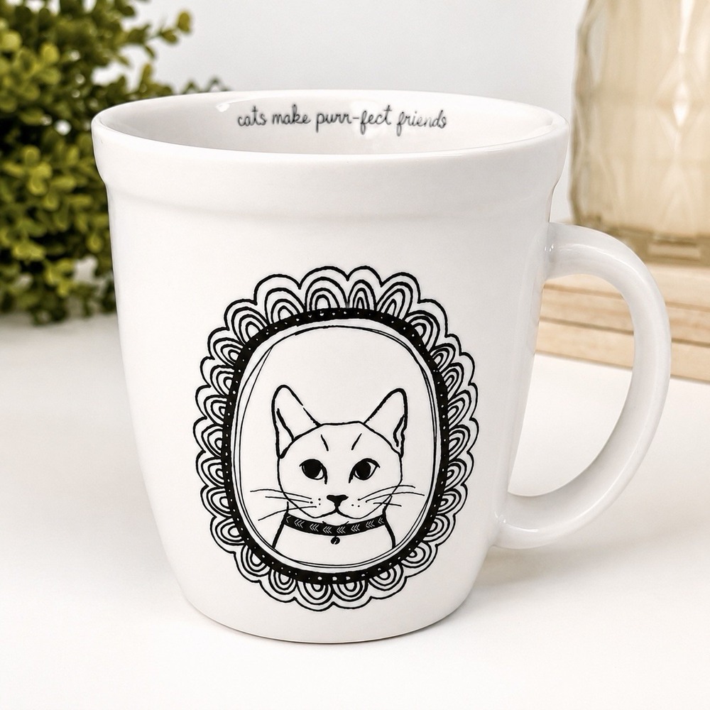 Natural Life Cat Coffee Mug Cats Make Purr-fect Friends Black White Cat Lover